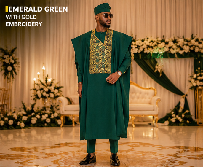 Emerald + Gold embroidery