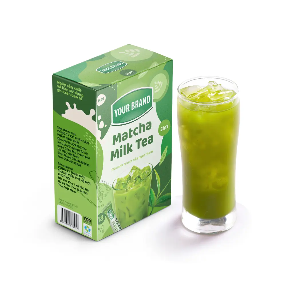 Campione gratuito di tè istantaneo premiscela solubile in acqua bevande per il tè per la salute scatola da tè Matcha 3 in1