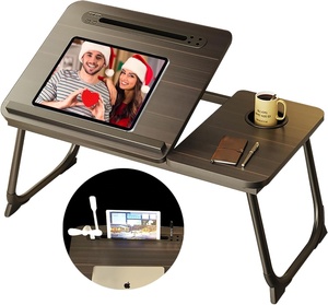 Mesa de ordenador portátil ajustable con USB y portavasos Escritorio de estudio Escritorio de ordenador plegable para cama - Product Image 4