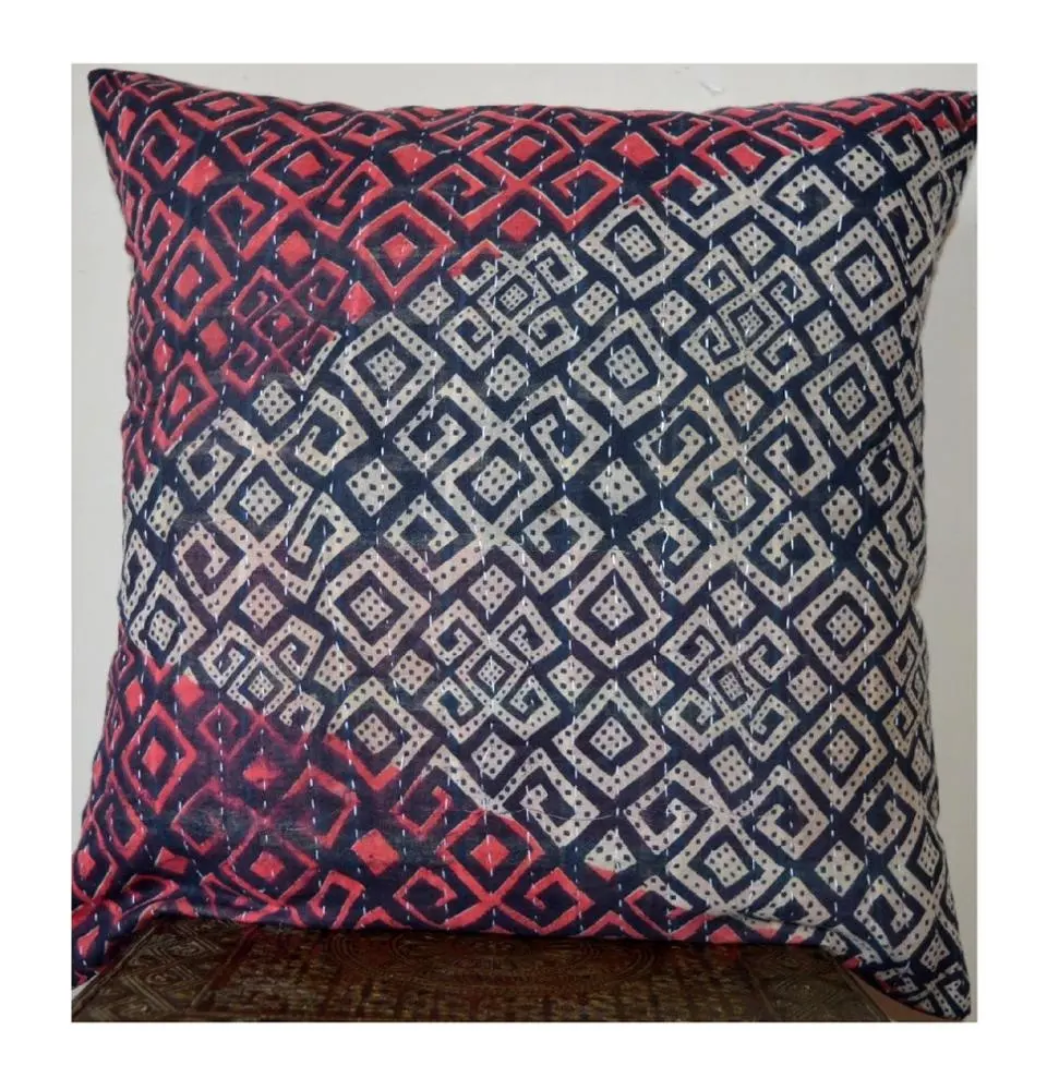 Vintage Handmade Indian Cotton Fabric Bohemian Gypsy Style Kantha Cushion Pillow Case Cushion Sofa Cover
