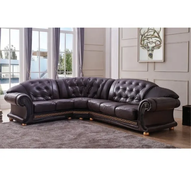 Luxo italiano couro genuíno sofá secional sentado sala mobiliário forma moderna sofás definir móveis.
