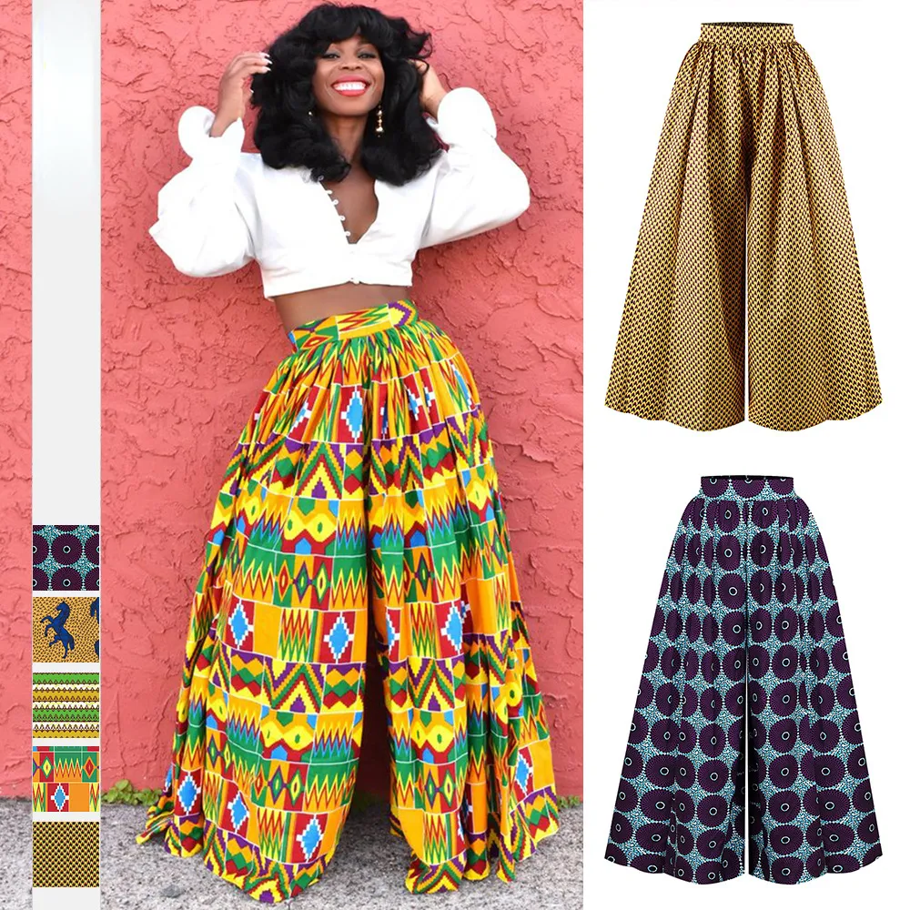 Pantalon large décontracté à imprimé numérique pour femmes, à la mode, respirant, confortable, style de rue africain, nouvelle collection, vente en gros