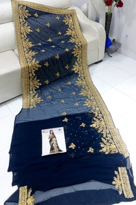 อินเดียปากีสถานล่าสุดชีฟอง Saree Zari ทำงานกับลำดับการทำงานชุดขายร้อน2023 - Product Image 4