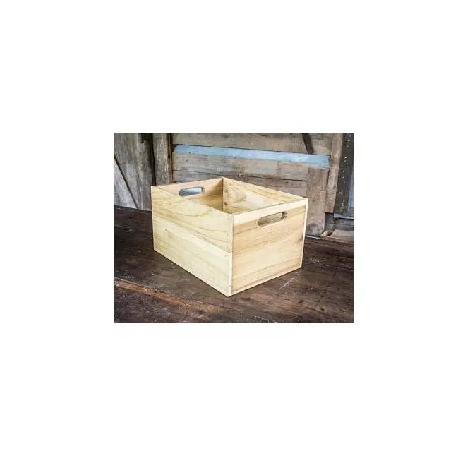 Caisse en bois avec poignées boîte de rangement unie non peinte rangement en bois naturel cuisine maison