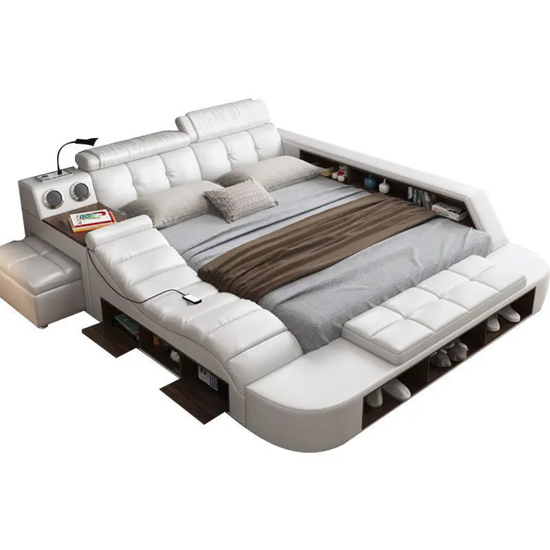 Luxus Schlafzimmer möbel Lagerung multifunktion ale Leder Stoff Nachricht Tatami King Size moderne Betten