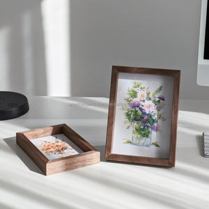 Ahşap tahıl resim çerçevesi kahverengi fotoğraf çerçevesi duvar ve kalem teşhir rafı boyutları için 4x6 5x7 6x8 ve 8x10 pleksiglas kapaklı - Product Image 4