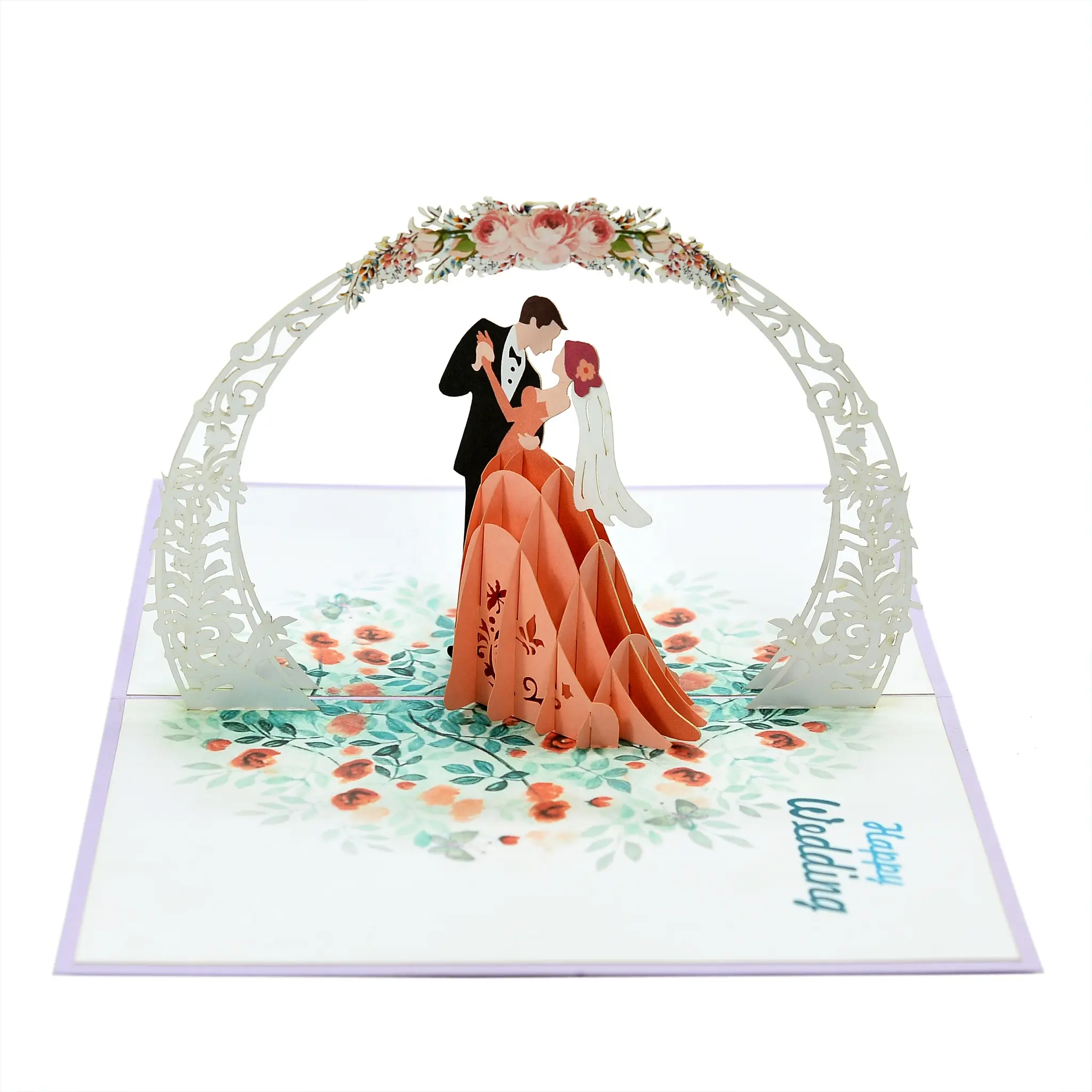 Tarjeta de felicitación For3D, la mejor elección para tarjeta de boda con pareja feliz y diseño personalizado y hecho a mano y de alta calidad