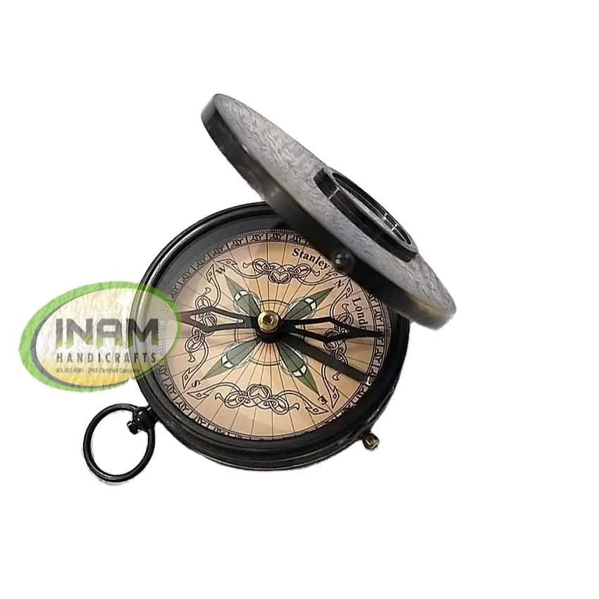 Designer nautical marine brass compass with shisham wood nautical compass box
