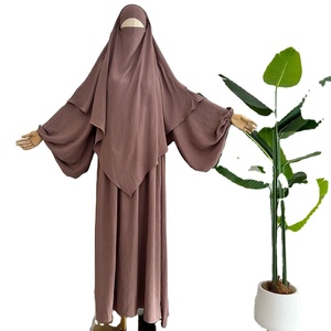 אבאיה <span class=keywords><strong>khimar</strong></span> סט 2 חלקים קרפ ג 'ז קרפ בלון שמלת מוסלים נשים dubai יוקרה הסיטונאי ג' ילבאב islamic
