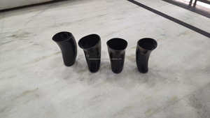Saniya Handicrafts Customized Logo Printed Polished Black Glass Drinking <strong>Horn</strong> <strong>Cup</strong> Inspired by the Buffalo Viking Animal Style - Product Image 4