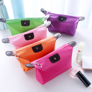 Vente en gros de sac cosmétique étanche à fermeture éclair sac de rangement de couleur unie imprimé logo sac de maquillage cadeau pour enfant