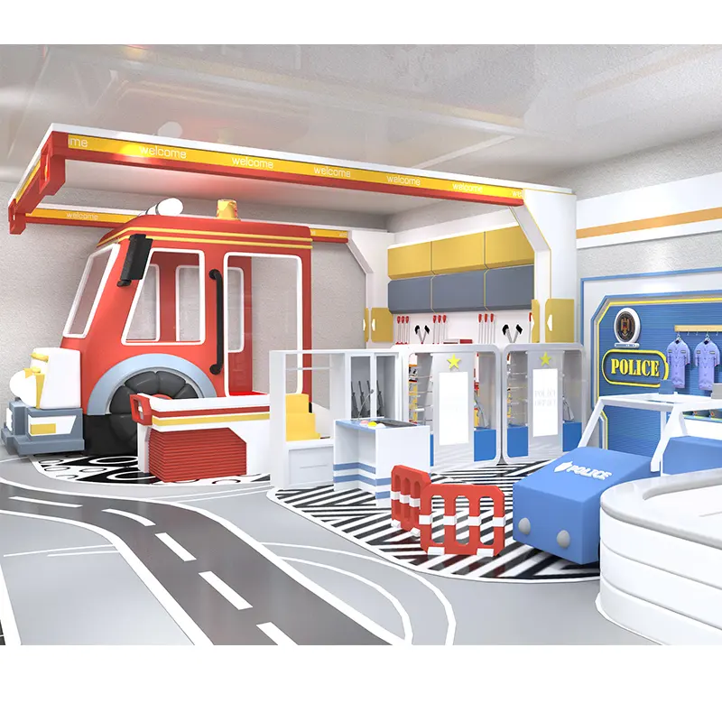 Commercial Indoor Playground Children's Role Play Indoor Soft Playground Police Station Simulation Activity Room