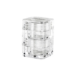 (BQ05-3) 10ML Square Shape Clear Color Cosmetics Jars、Stackable Small Jar (Cap + Middle + Base) - Product Image 1
