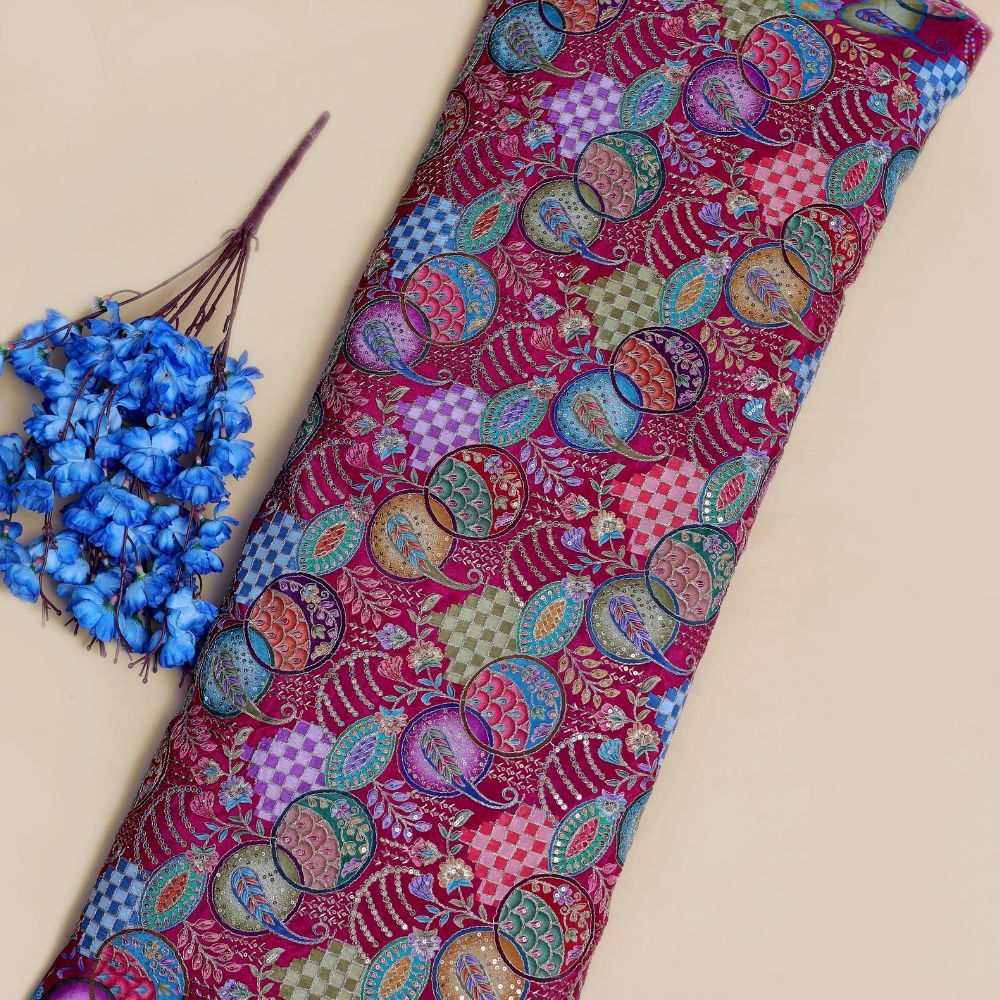 Magenta prune / Mosaïque turquoise multi