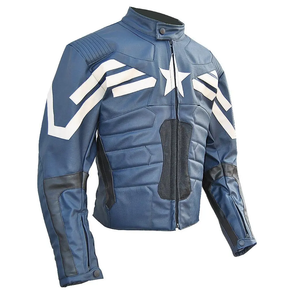 Custom Marvel Leder Kostüm jacke Die Winter Soldat Leder Cosplay schwarze Biker jacke