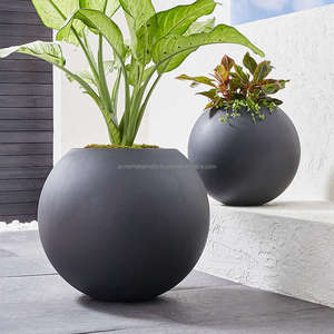 ชุดกระถางต้นไม้เหล็กทรงกลม2ชิ้นสำหรับบ้านและสวนในร่ม - Product Image 2