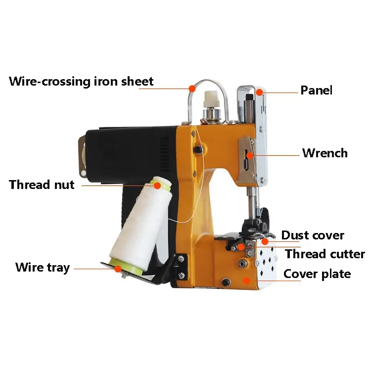 As máquinas de costura ultrassônicas para sacos tecidos ensacam a máquina de costura com a tabela que costura a máquina trole o saco