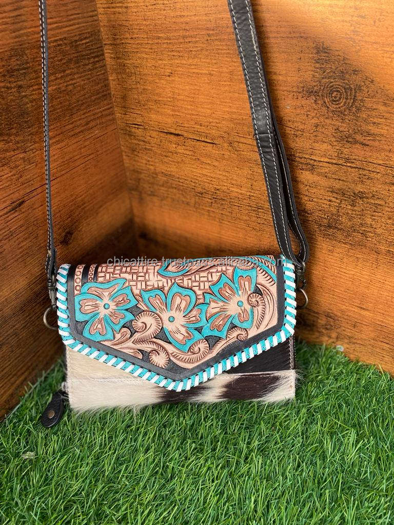 Black With Turquoise Tooling