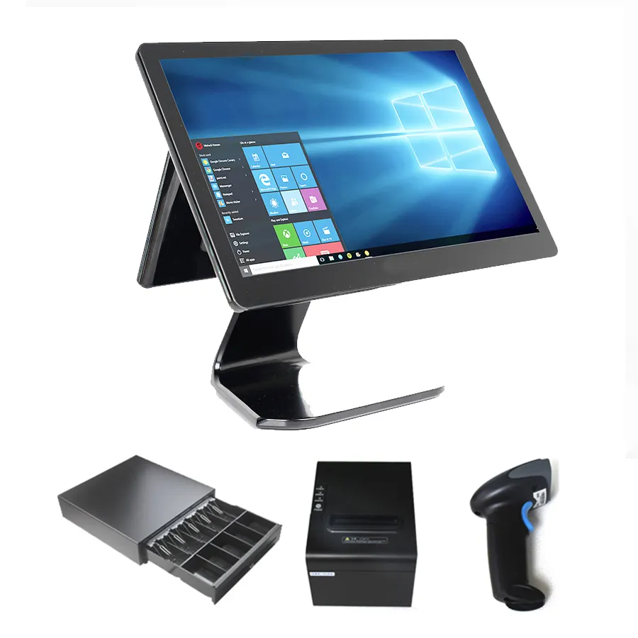 Hardware de sistema POS táctil todo en uno con impresora pos Tablet terminal NFC pos equipo doble pantalla táctil máquina de contabilidad minorista