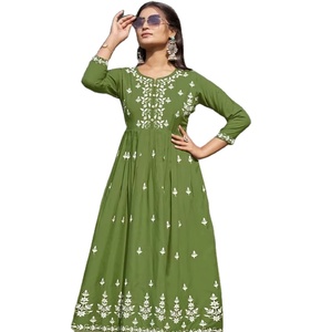 プレミアムヘビーコットンフレックスプリントLakhnavi KurtisパーティーファンシーSalwar Kameezスレッドワーク