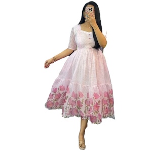 ファンシーコタシルクプリントワンピースホワイト - Product Image 1