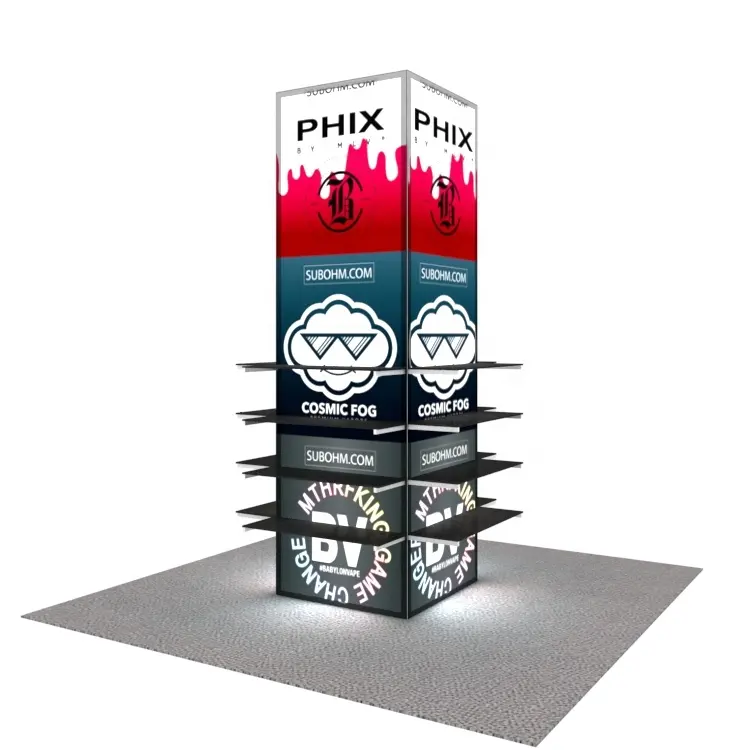एलईडी बैकलिट डाई उच्च बनाने की क्रिया मुद्रण एल्यूमीनियम पुन: उपयोग पोर्टेबल 10ft विज्ञापन व्यापार शो प्रदर्शनी शेल्फ टॉवर प्रदर्शन खड़ा