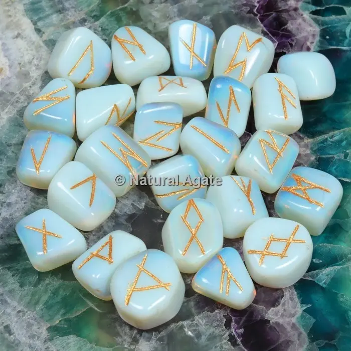 Opalite Rune taş setleri taşlar tedarikçisi akik | Doğal doğal taş Feng Shui; 7903232 gravür RUNES-052 oyma