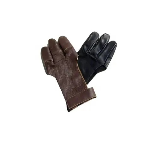 Bắn cung găng tay bảo vệ 3 Ngón Tay tay da đen bảo vệ găng tay cho recurve hợp chất cung bắn nỏ Súng cao su săn bắn