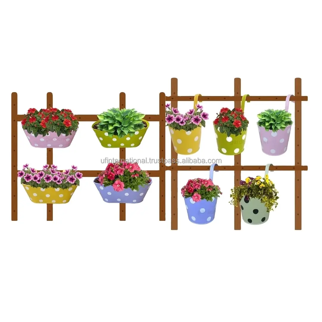 Alta Qualidade Bucket Pot Home Decor Vaso Wall Hanging trilhos Varanda Plantador Jardim Mini Metal Flower Pot para venda