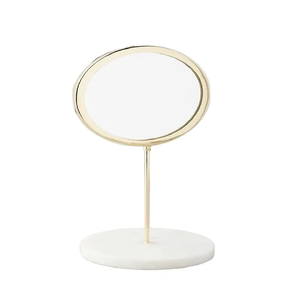 라운드 탑/베이스 금속 및 대리석 탁상 수제 거울 악센트 수제 선물 액세서리 거울 도매 용품 이미지 거울