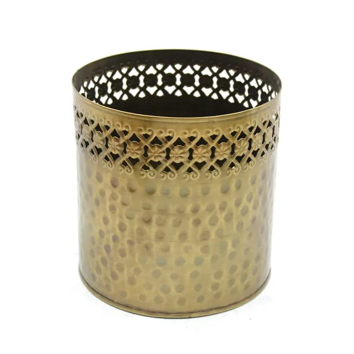 Vela votiva de Metal para decoración del hogar, recipiente de vela de estilo moderno, color dorado, chapado en latón antiguo