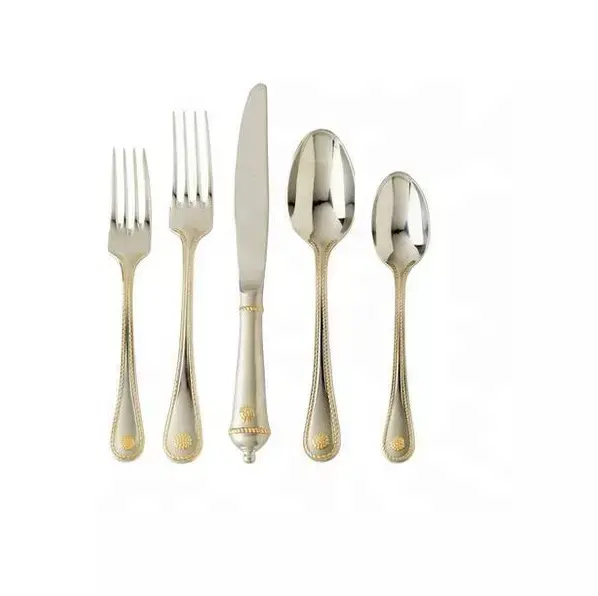 Trendy Gold Cutlery Polished Finished Design Tableware Designer Set Indoor Dinnerware Metal Cutlery