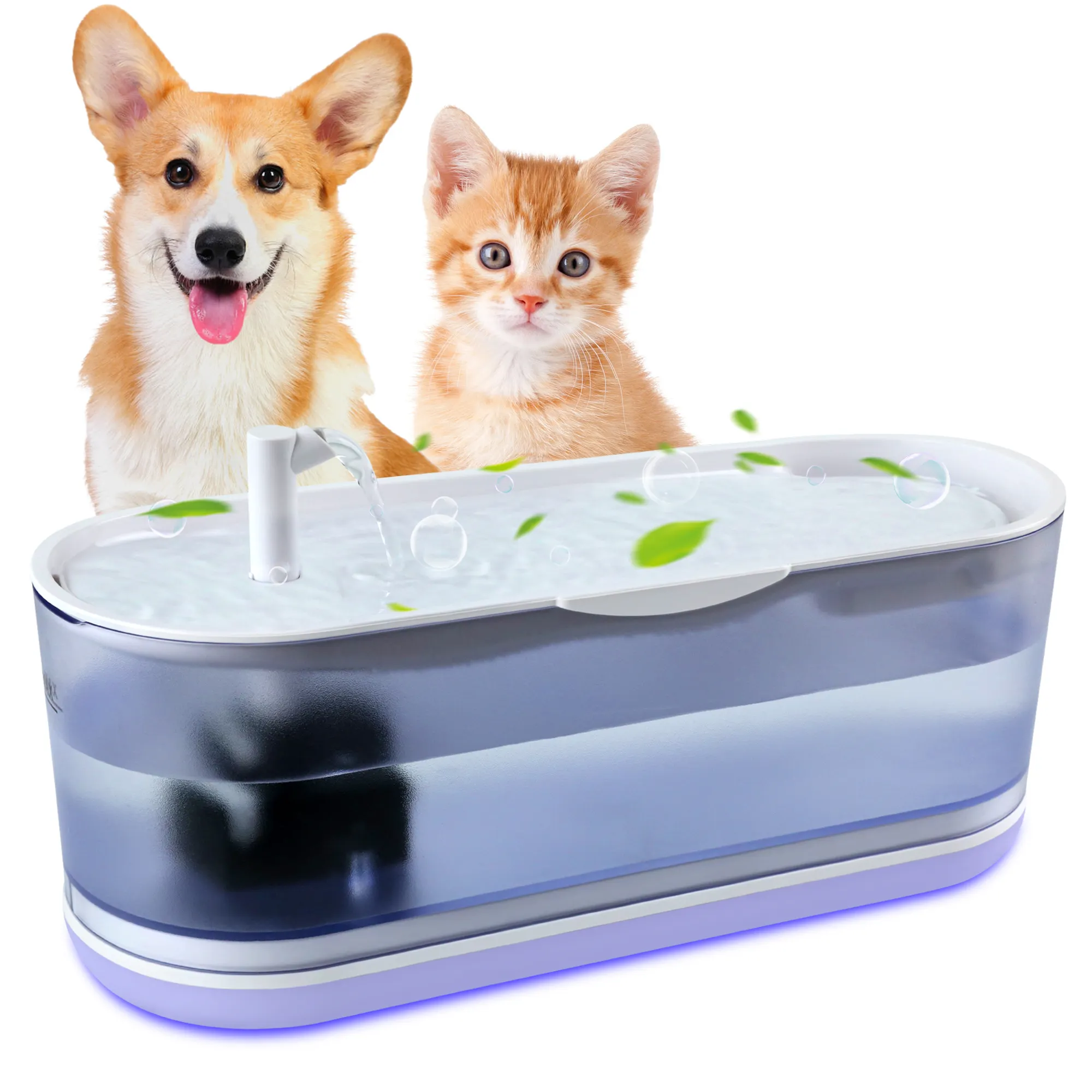 OEM ODM 2.3L Filtro automático Fuente de agua para gatos y perros Dispensador de bebidas 20dB Fuente de agua para mascotas