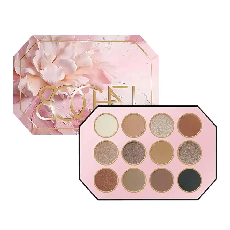 Venta al por mayor de 12 Colores de alta pigmentación paleta de sombras de ojos secas y polvo personalizado creativo brillo maquillaje para niñas mate cosméticos para ojos