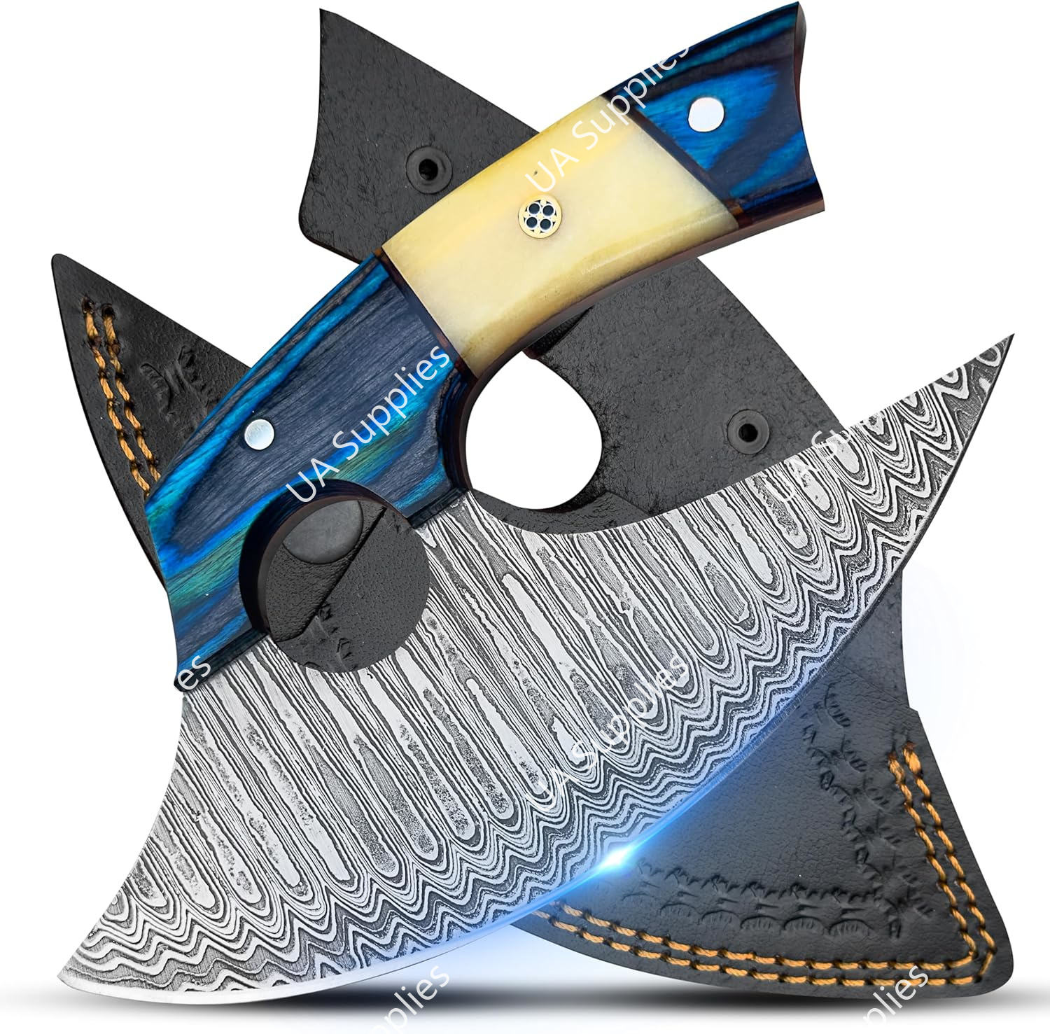 Acier de Damas - Bois Bleu & Os