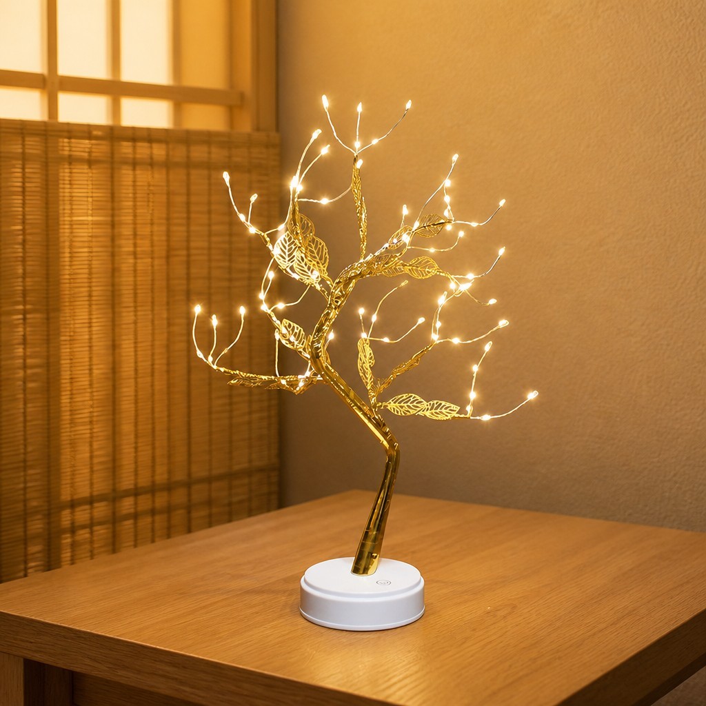 Lumière feuille dorée blanc chaud 72 LED