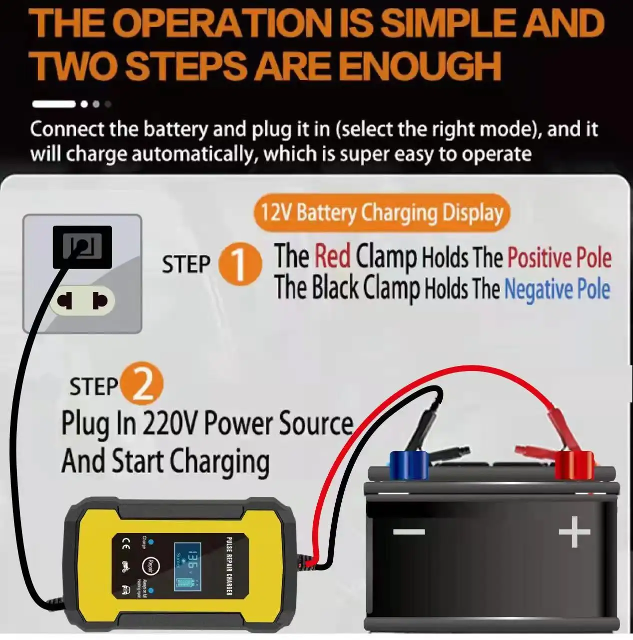 इंटेलिजेंट रिपेयर चार्जर 12v ऑटोमोटिव बैटरी चार्जर 12v 6a 72w जीरो मोटरसाइकिल