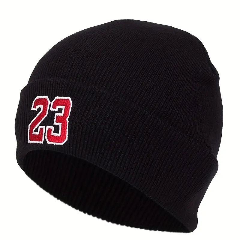 Unisex 23 Número Bordado Gorros Otoño Invierno Cálido Sombrero Hip Cap Beanie Hat Gorras para Mujeres Hombres