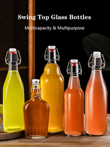 さまざまなサイズの詰め替え可能なガラス瓶 (250ml-1000ml) -ソース、オイル、飲料用の正方形と円形、透明で気密 - Product Image 6