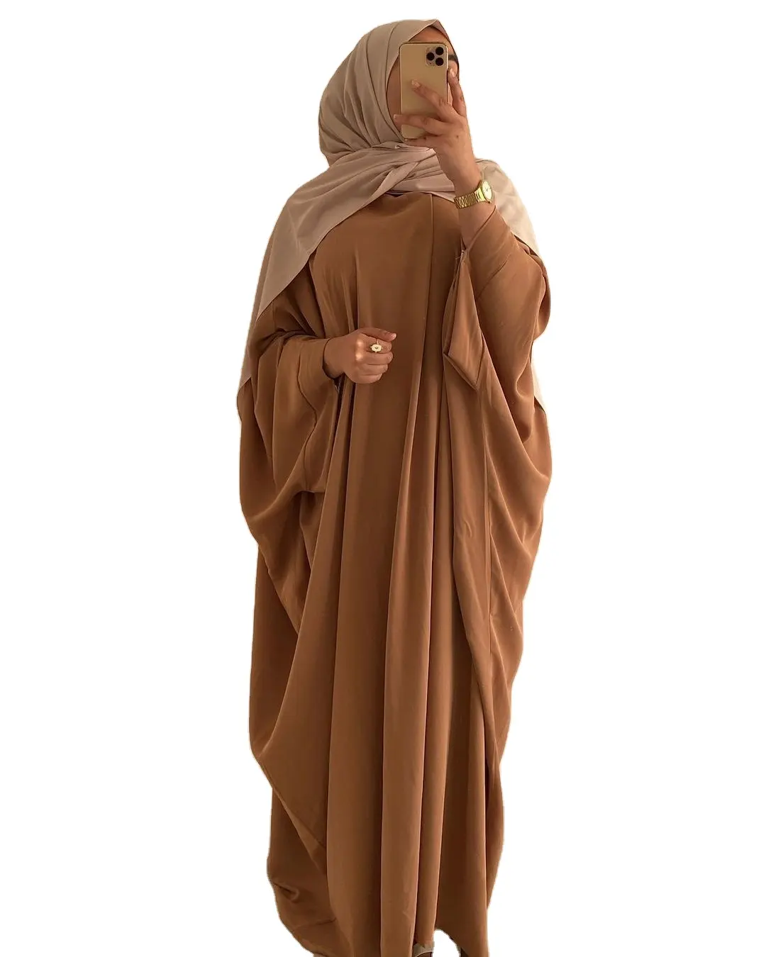 Abaya untuk wanita Batwing satu potong doa Hijab gaun Kimono wanita Muslim Kaftan jubah panjang Khimar Islam pakaian Jilbab