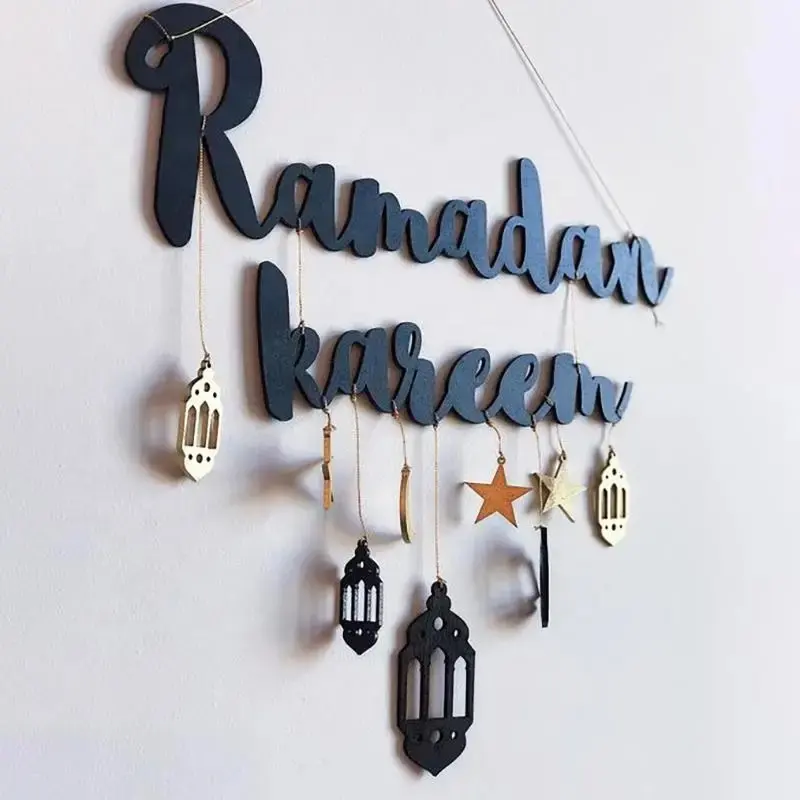 Bằng Gỗ Ramadan Kareem Biểu Ngữ Tường Treo Trang Trí Nội Thất Tùy Chỉnh Màu Sắc Hồi Giáo Tôn Giáo Sản Phẩm Bán Buôn Nhà Cung Cấp