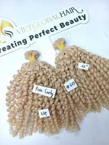 K- <strong>Tip</strong> : Pixie Curly Blonde Color 100% Human Hair Raw Vietnamese Hair <strong>Top</strong> 1 Vietnam