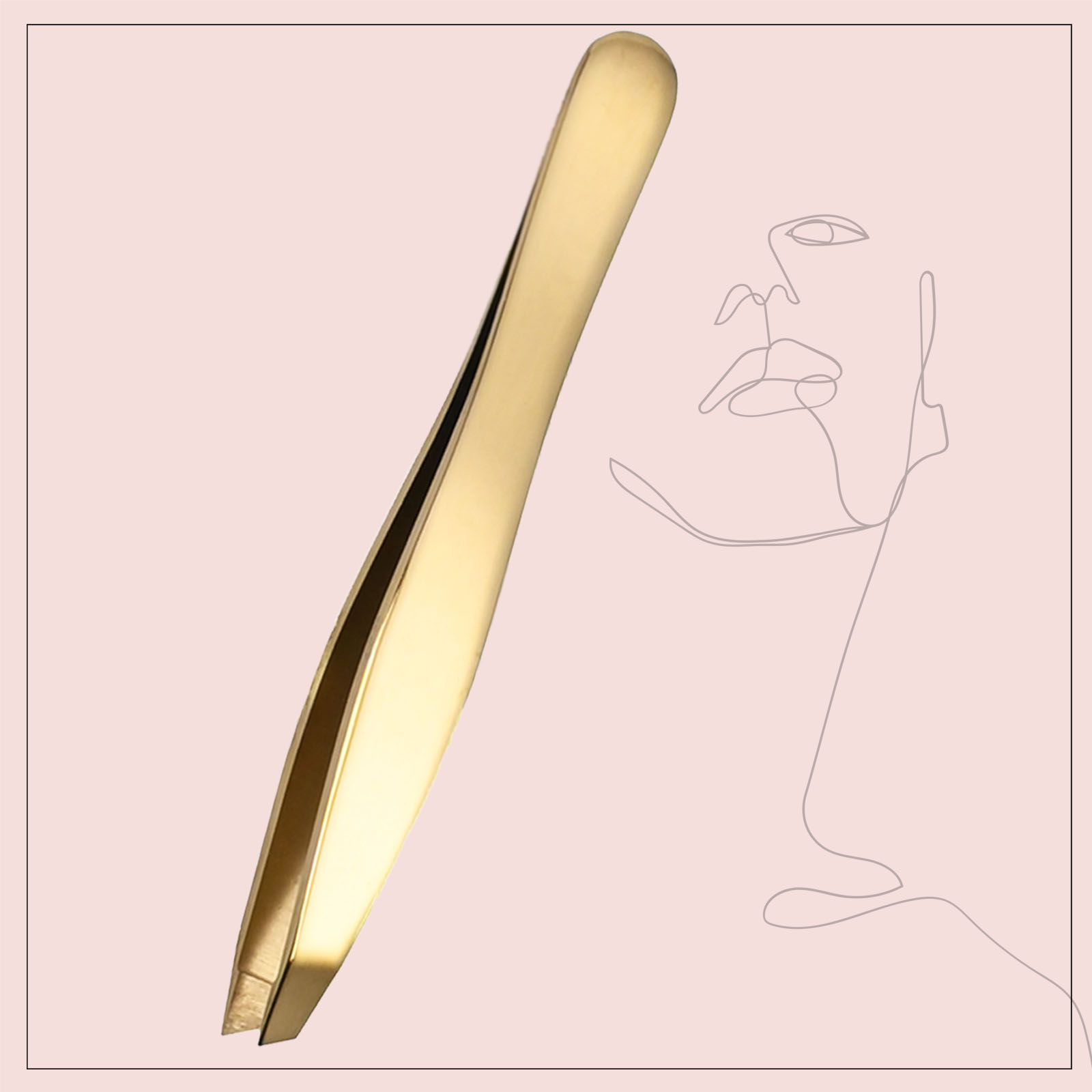 Pince à épiler biseautée dorée pour sourcils