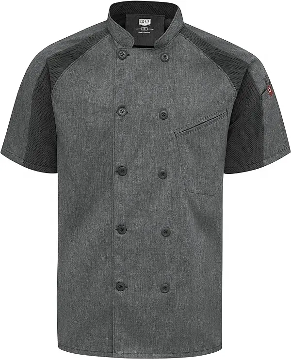 Mantel koki Perancis kustom poliester katun, seragam memasak untuk restoran 2024
