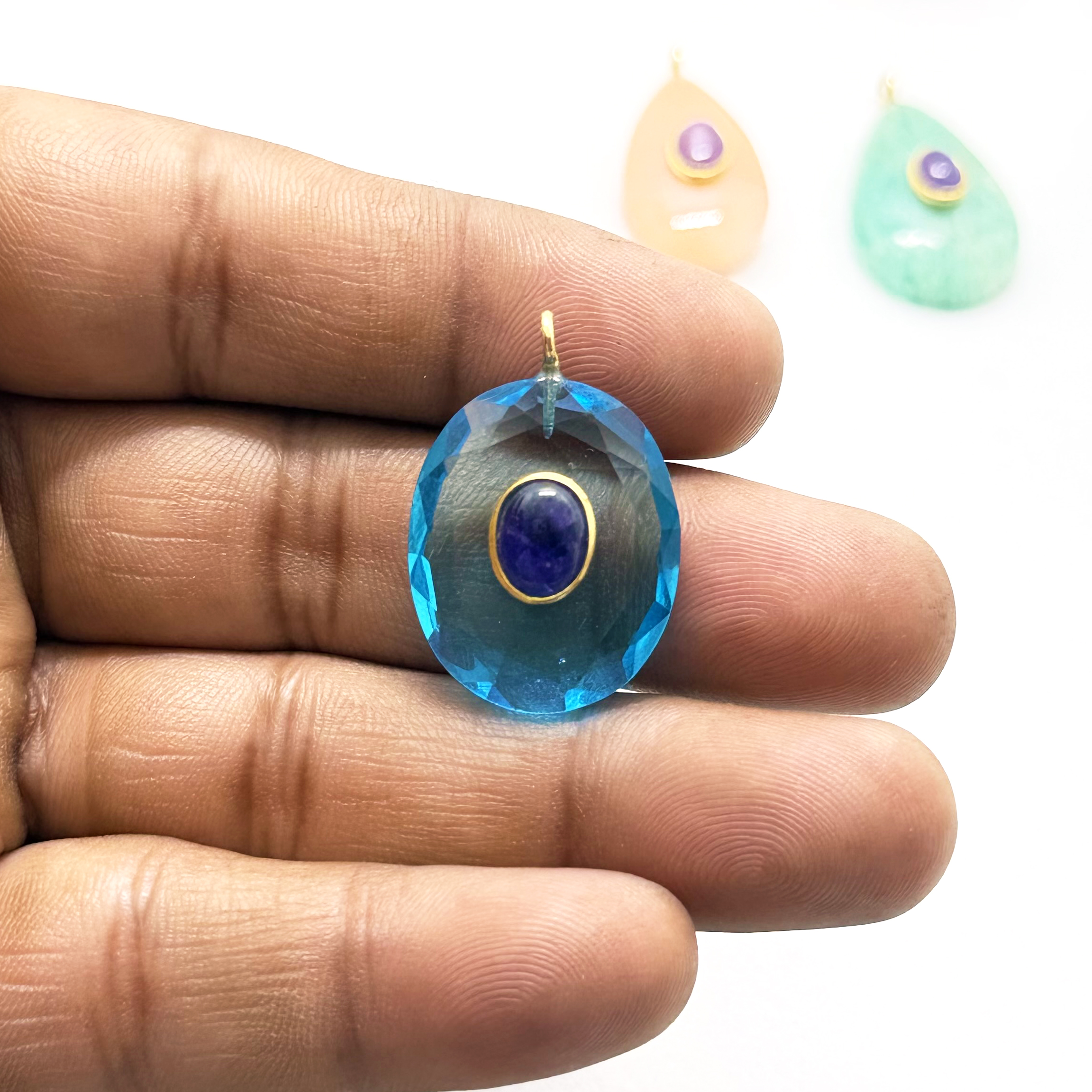 Blue Topaz Quartz with Ruby