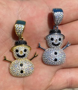 925 เงินสเตอร์ลิง Snowman Emoji Moissanite เพชรจี้ Iced Out เครื่องประดับ Hip Hop สั่งทําพิเศษ - Product Image 1