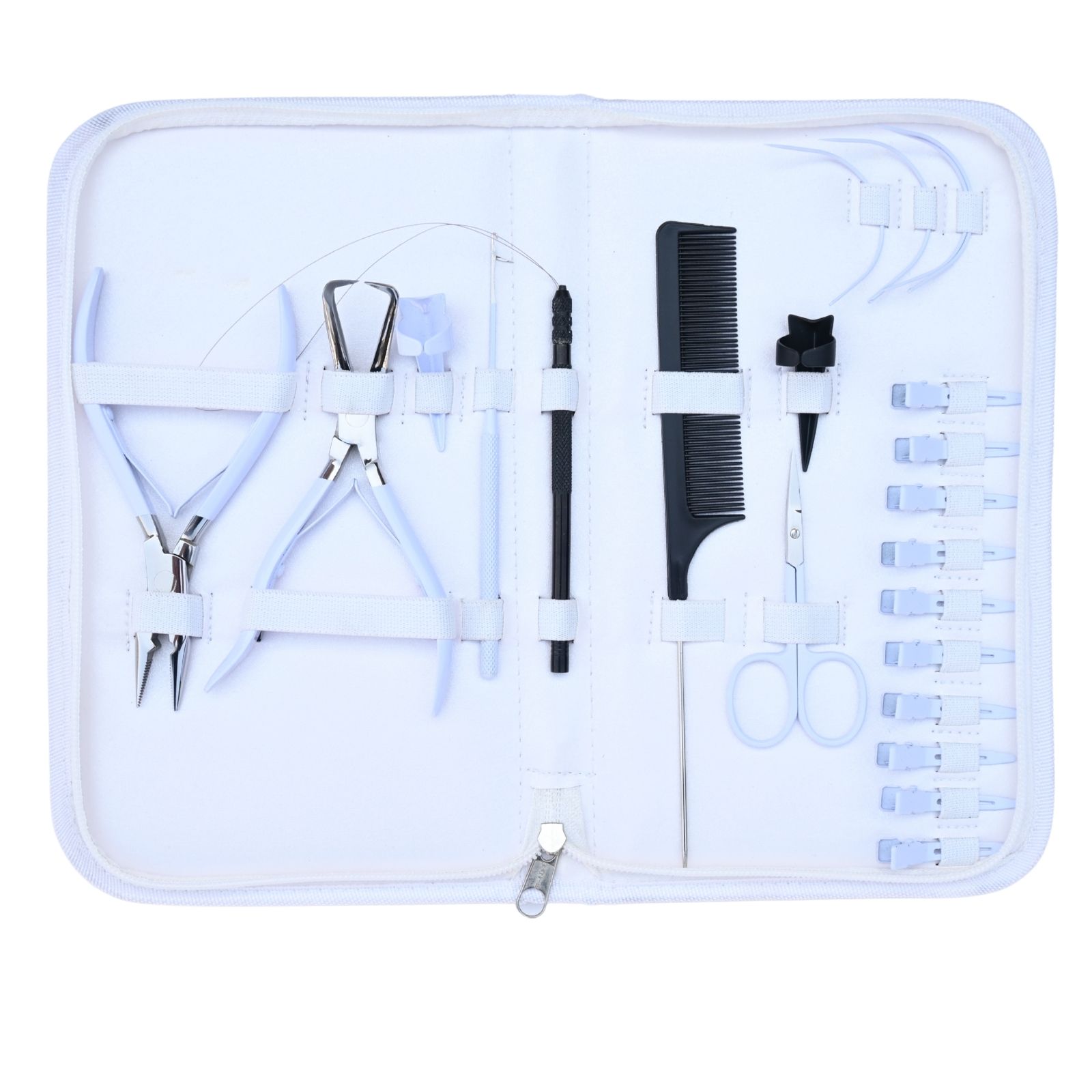 White Hair Extension tools kit