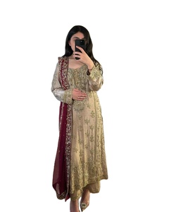 Yüksek talep üzerine yeni tasarımcı tam dikiş kurti-plazzo iplik ve dizi iş tasarımcısı Salwar Kameez ile Set sunulması - Product Image 1