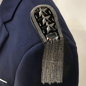 Wholesale Supplier <strong>Royal</strong> Uniform Epaulettes Captain Shoulder Board With Silver Wire French Braid Curl Shoulder Handmade <strong>Badges</strong> - Product Image 1
