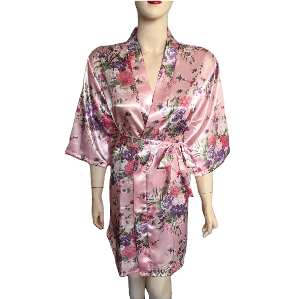 Атласный халат-кимоно/тропические халаты, Шелковый пятнистый халат/комбинезон с цветочным рисунком/индивидуальное платье для подружек невесты